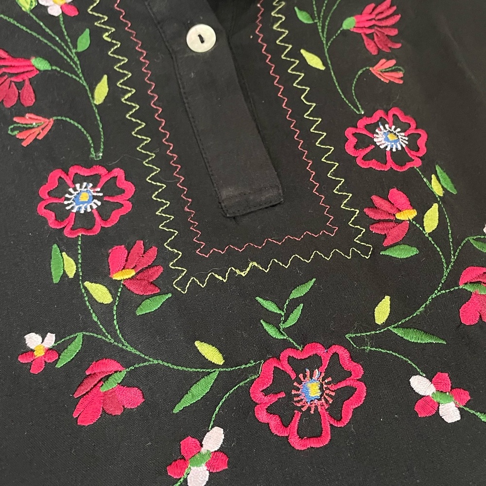 Anne Carson 100% Silk Embroidered Blouse Sz Medium Boho Cottagecore Hippy - Picture 5 of 12